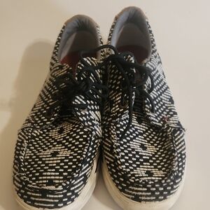 Twisted X Black & White Woven Kids Lace-Up Slip-Ons